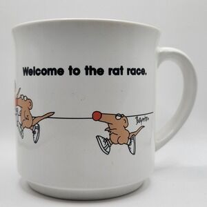 Vintage Sandra Boynton "Welcome to the Rat Race" Coffee Mug Humor 80s
